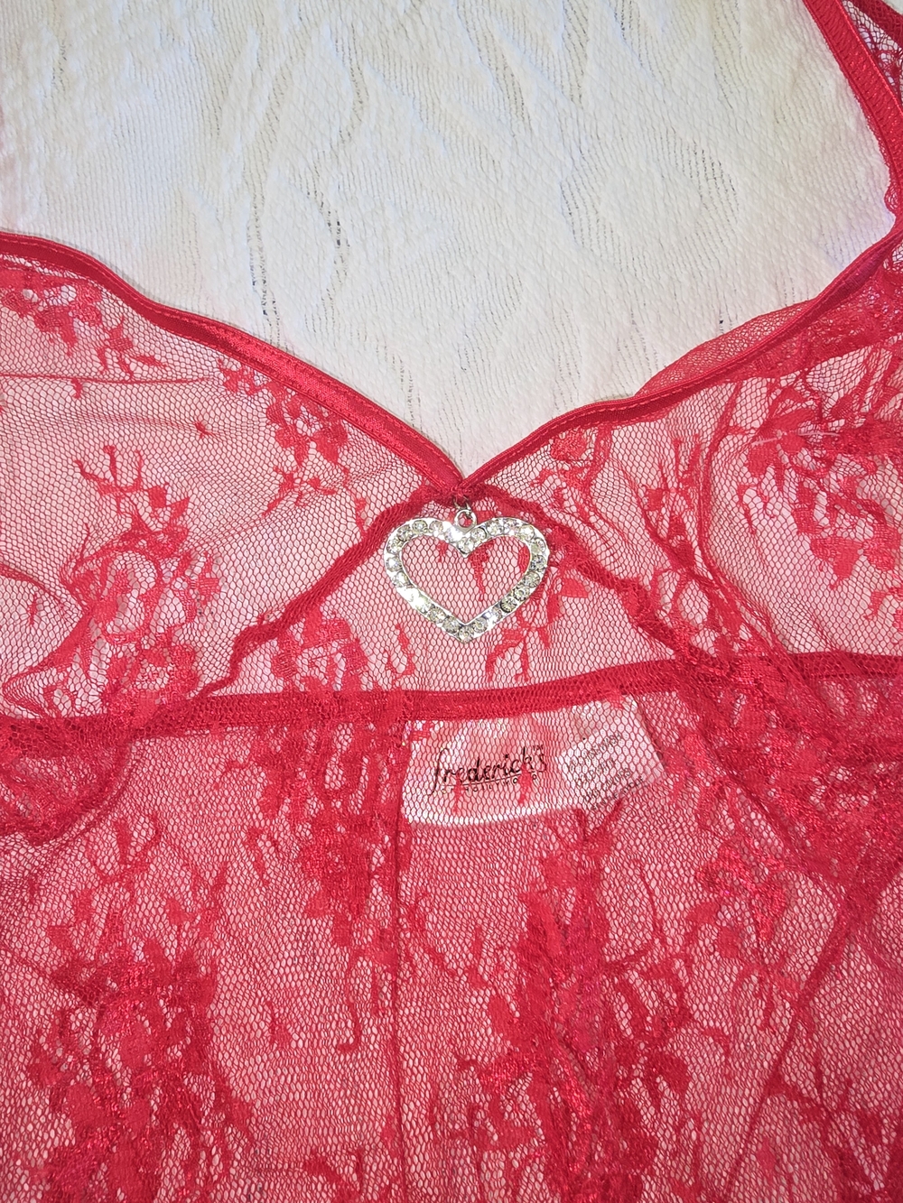 Frederick's of Hollywood Hot Pink Lace Halter Chemise with Side Lace-Up